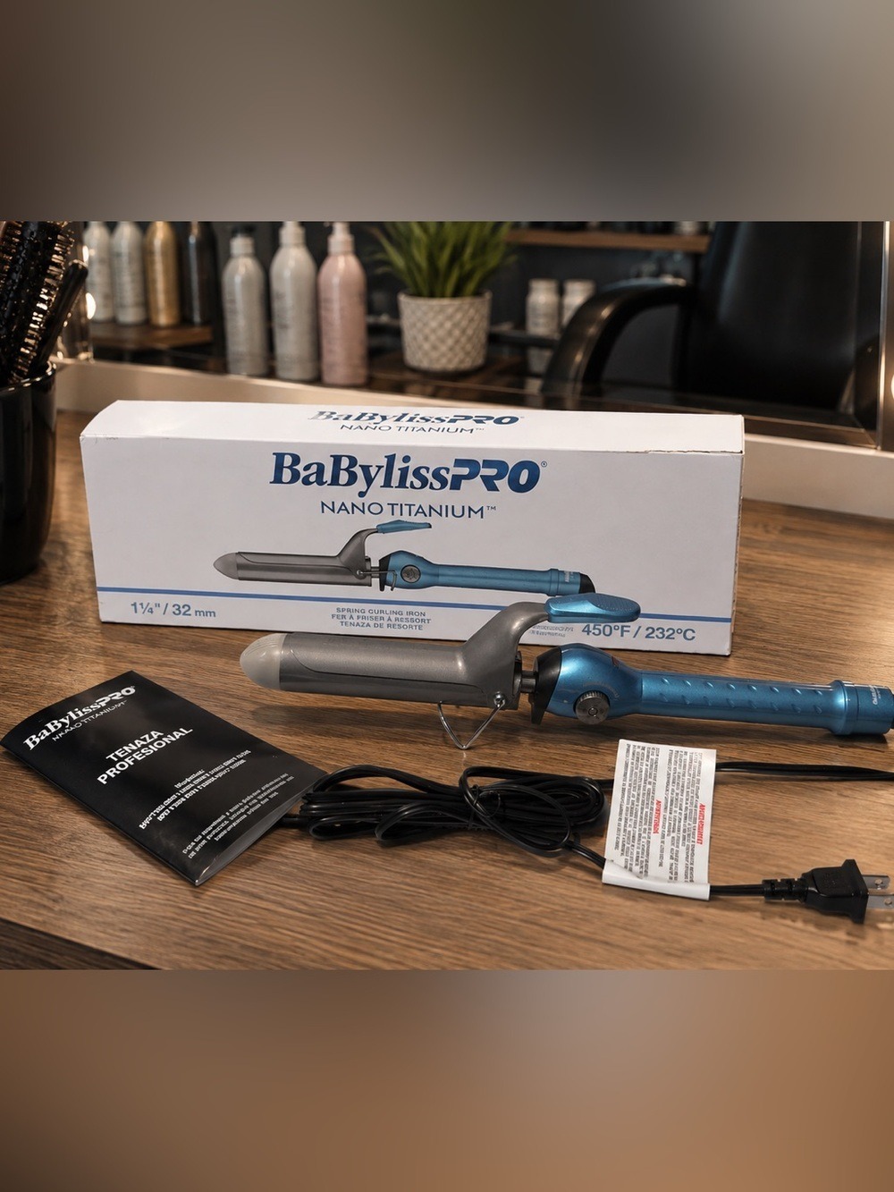 BaBylissPRO Nano Titanium 1¼” 32mm Professional Curling Iron 450°F